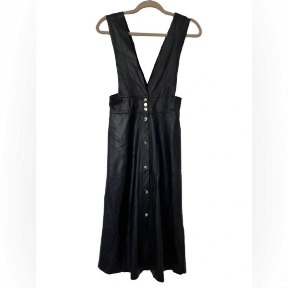 Zara Faux Vegan Pinafore Midi Dress. Size S - Picture 3 of 7